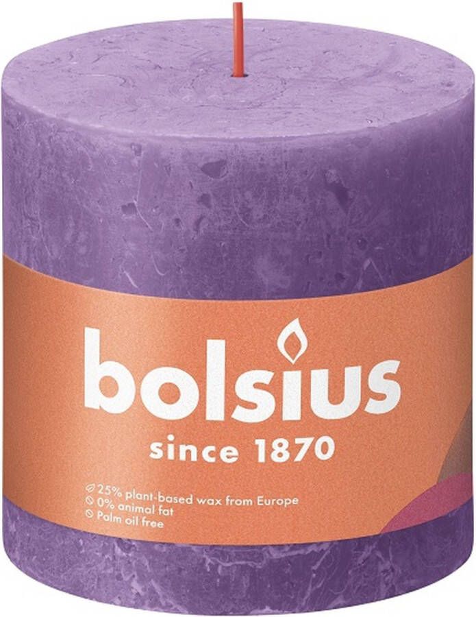 Bolsius 3 stuks violet rustiek stompkaarsen 100 100 (62 uur) Eco Shine Vibrant Violet