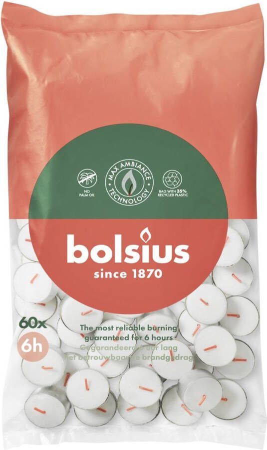 Bolsius 360 Waxinelichtjes Theelichtjes Wit 6 branduren