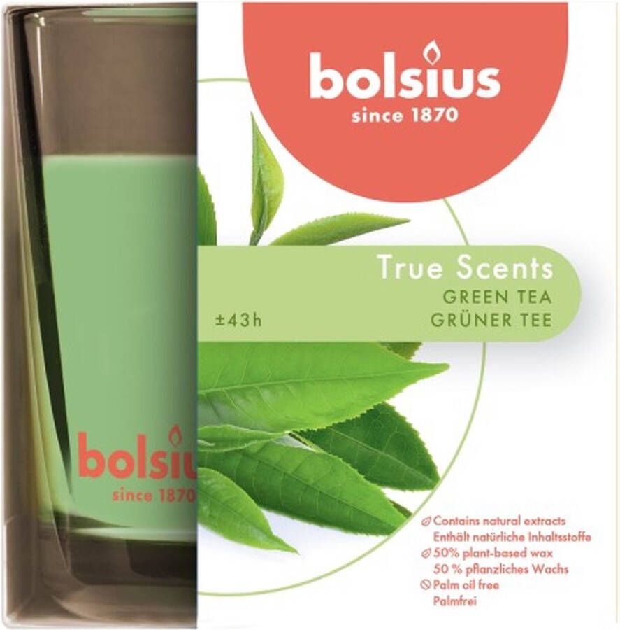 Bolsius 4 stuks geurglas groene thee green tea geurkaarsen 95 95 (43 uur) True Scents