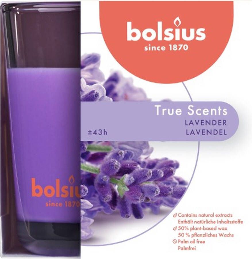 Bolsius 4 stuks geurglas lavendel lavender geurkaarsen 95 95 (43 uur) True Scents