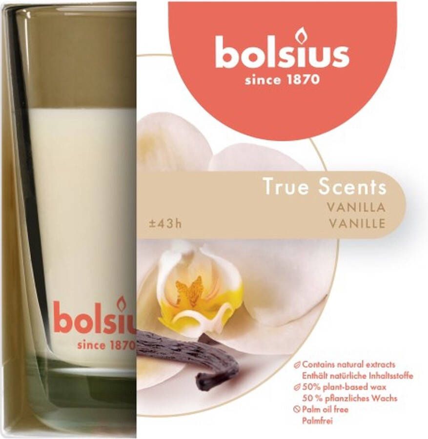 Bolsius 4 stuks geurglas vanille vanilla geurkaarsen 95 95 (43 uur) True Scents