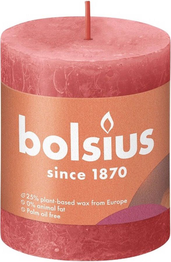 Bolsius 4 stuks zalm roze rustiek stompkaarsen 80 68 (35 uur) Eco Shine Blossom Pink