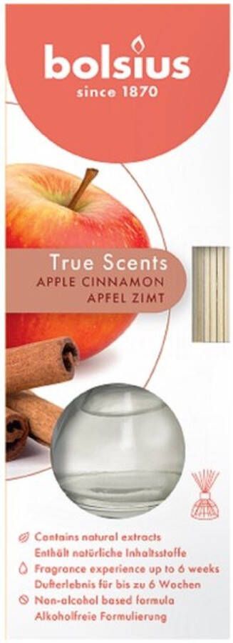 Bolsius 6 stuks geurstokjes appel kaneel apple cinnamon geurverspreiders 45 ml True Scents