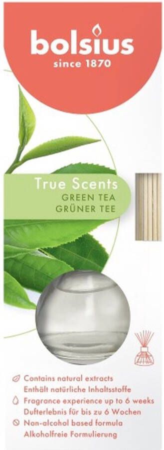 Bolsius 6 stuks geurstokjes groene thee green tea geurverspreiders 45 ml True Scents