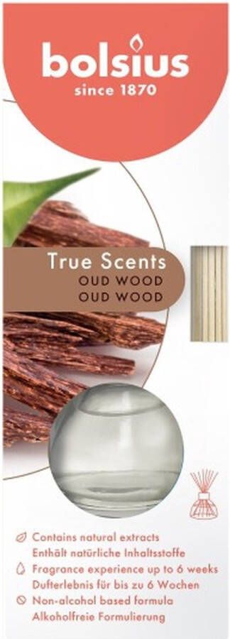 Bolsius 6 stuks geurstokjes oud hout oud wood geurverspreiders 45 ml True Scents