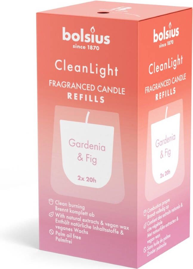 Bolsius Clean Light Geurnavulling 20u Gardenia & Fig doosje a 2 stuks