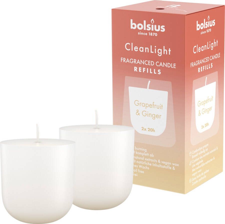 Bolsius CleanLight 12 Gegeurde Navullingen Grapefruit & Ginger Navulbare Geurkaarsen