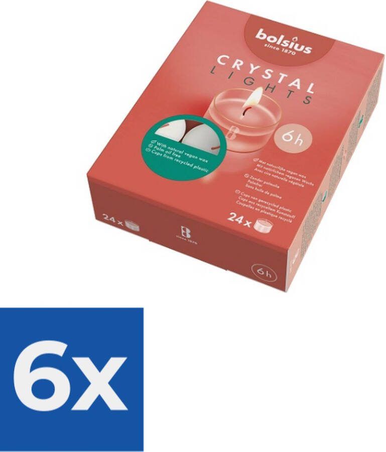 Bolsius Clearcup theelicht wit 6u 24st doos Voordeelverpakking 6 stuks