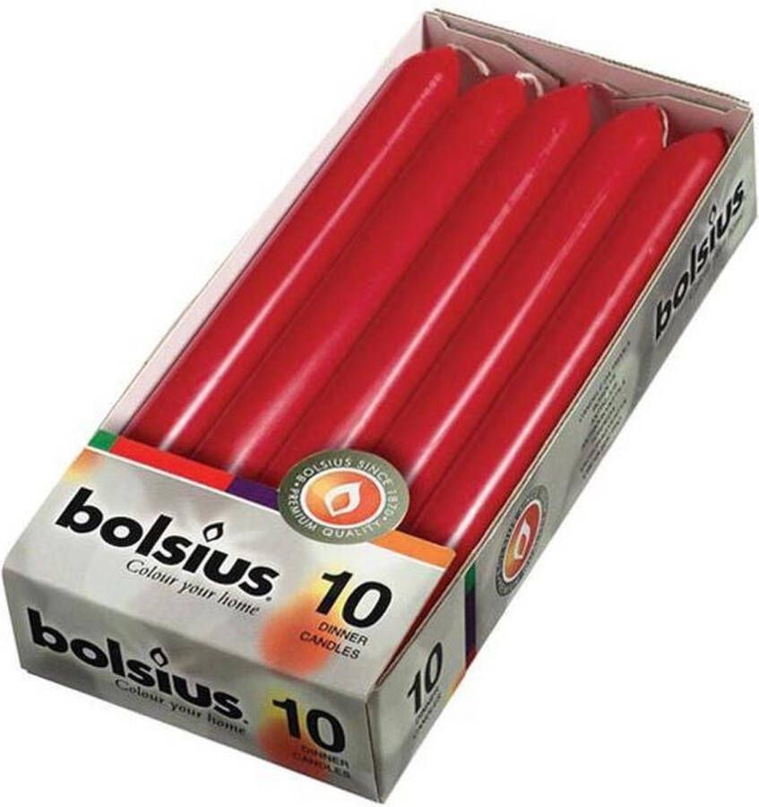 Bolsius Dinerkaars 230 20 10st wijnrood Rustiekkaarsen