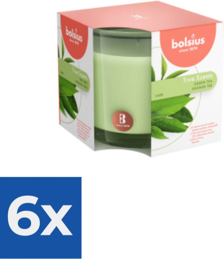 Bolsius Geurglas 95 95 True Scents Green Tea Voordeelverpakking 6 stuks