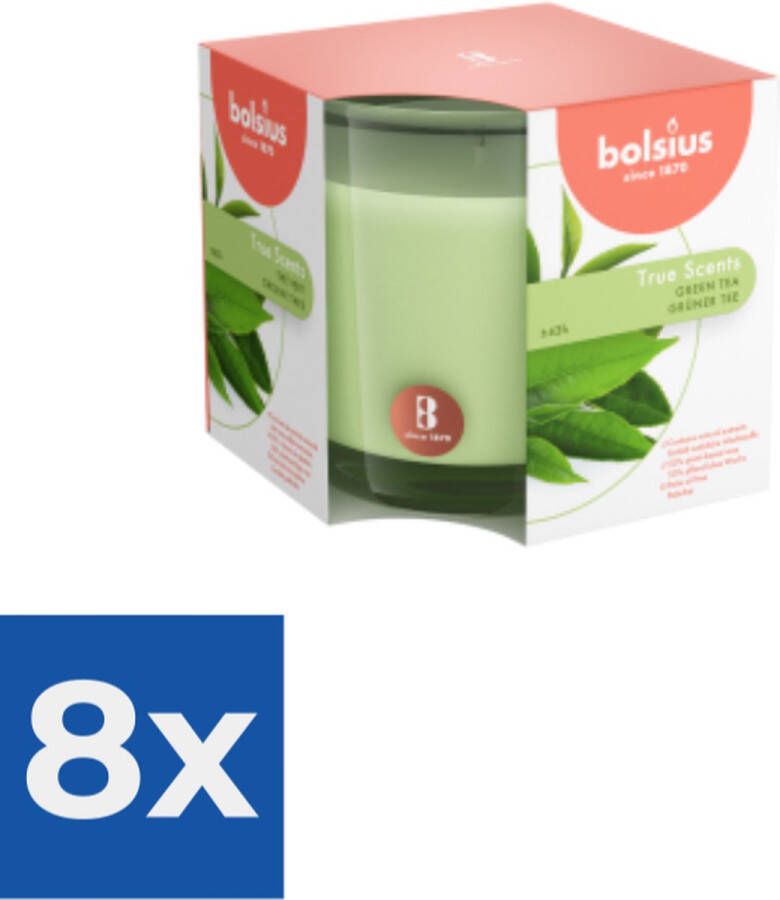Bolsius Geurglas 95 95 True Scents Green Tea Voordeelverpakking 8 stuks