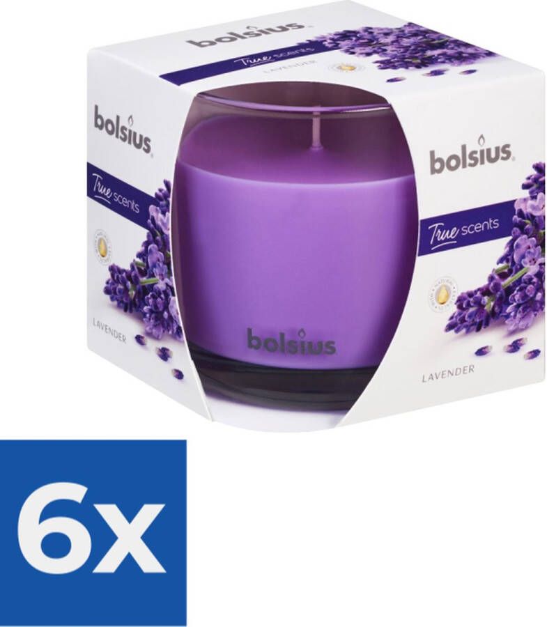 Bolsius Geurglas 95 95 true scents lavender Voordeelverpakking 6 stuks
