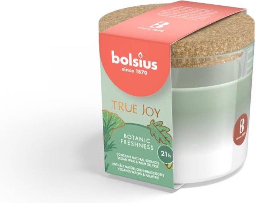 Bolsius Geurglas met kurk 66 83 True Joy Botanic Freshness Zonder palmolie vegan wax