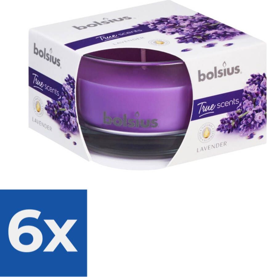 Bolsius Geurkaars 80 50 mm True Scents Lavendel Kaars Sfeer 1 stuk. Voordeelverpakking 6 stuks