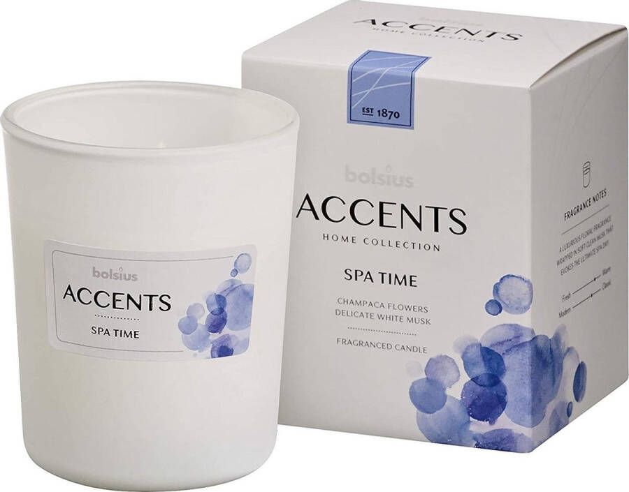 Bolsius Geurkaars Accents Spa Time 9 2 Cm Glas wax Wit