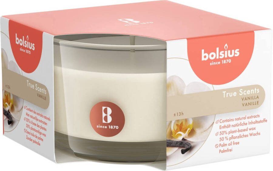 Bolsius Geurglas 80 50 True Scents 82x82x52 Vanilla