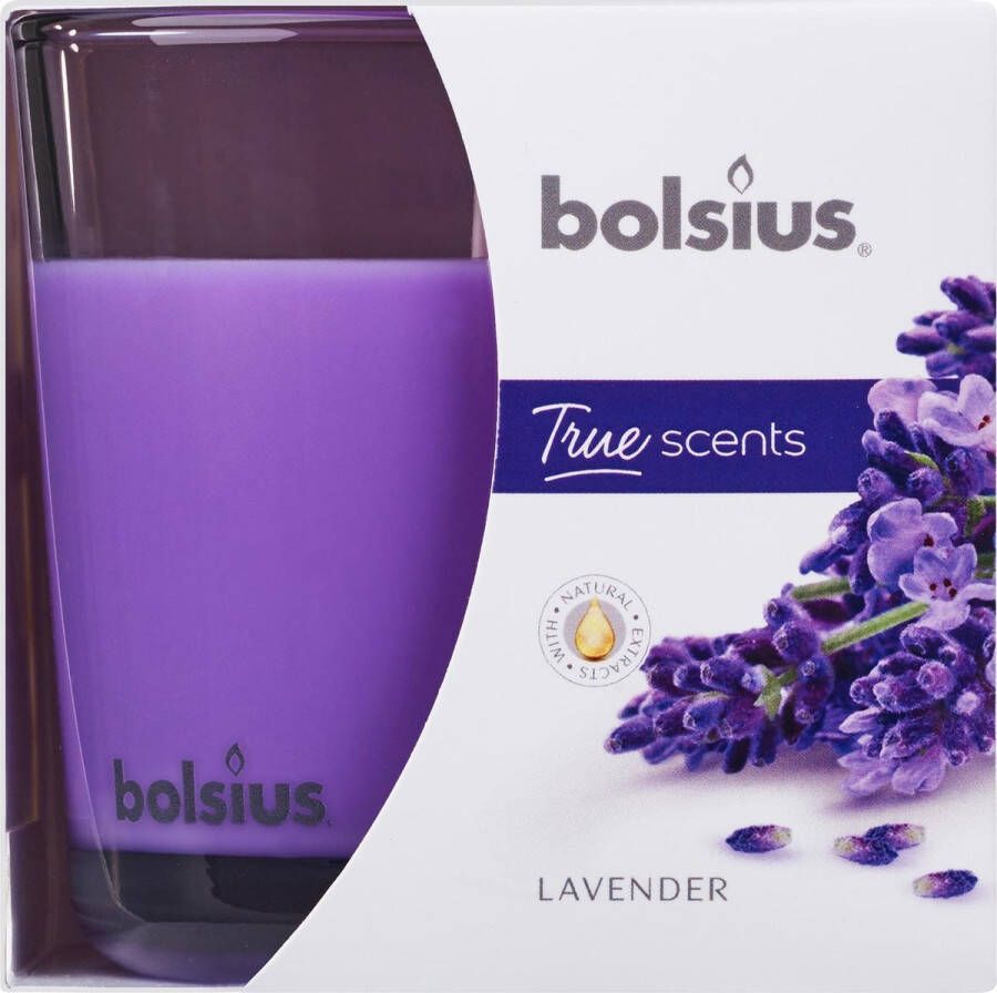 Bolsius Geurkaars True Scents Lavendel 9 7 Cm Glas wax Paars