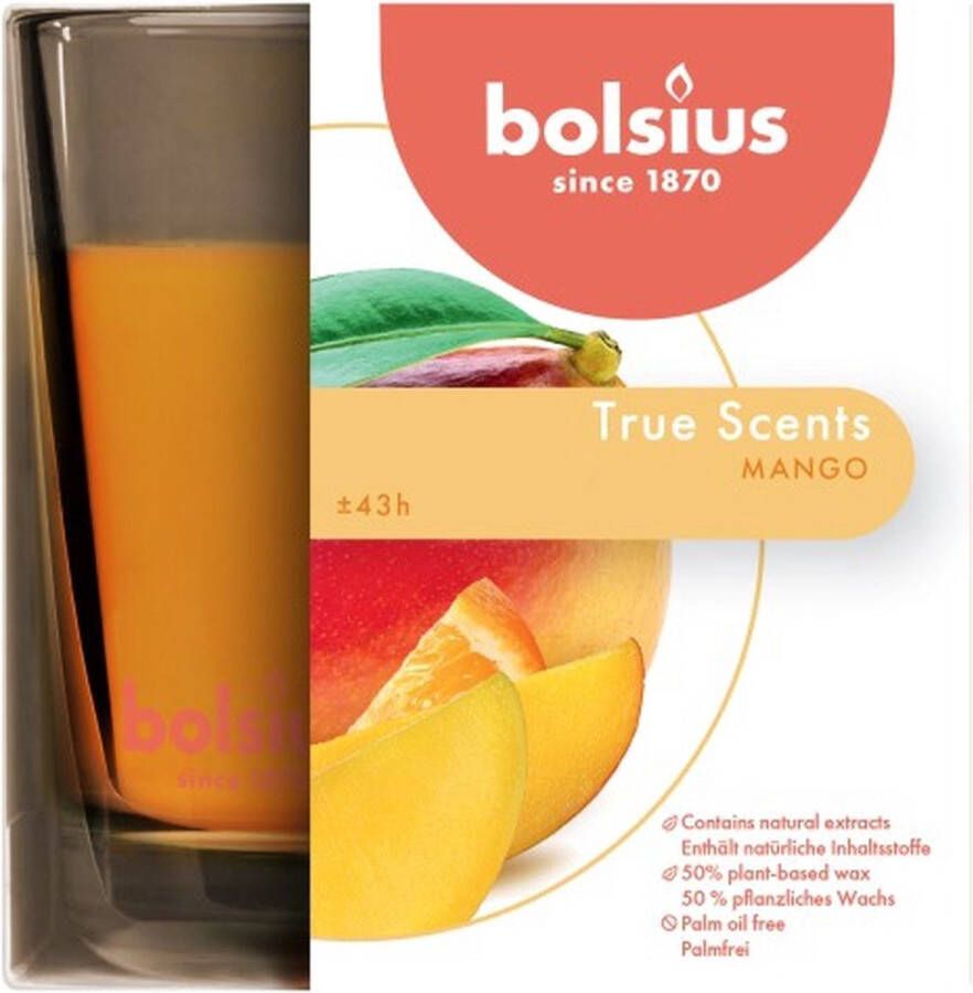 Bolsius Geurkaars True Scents Mango 9.5 cm ø 9.5 cm Voordeelverpakking 2 stuks