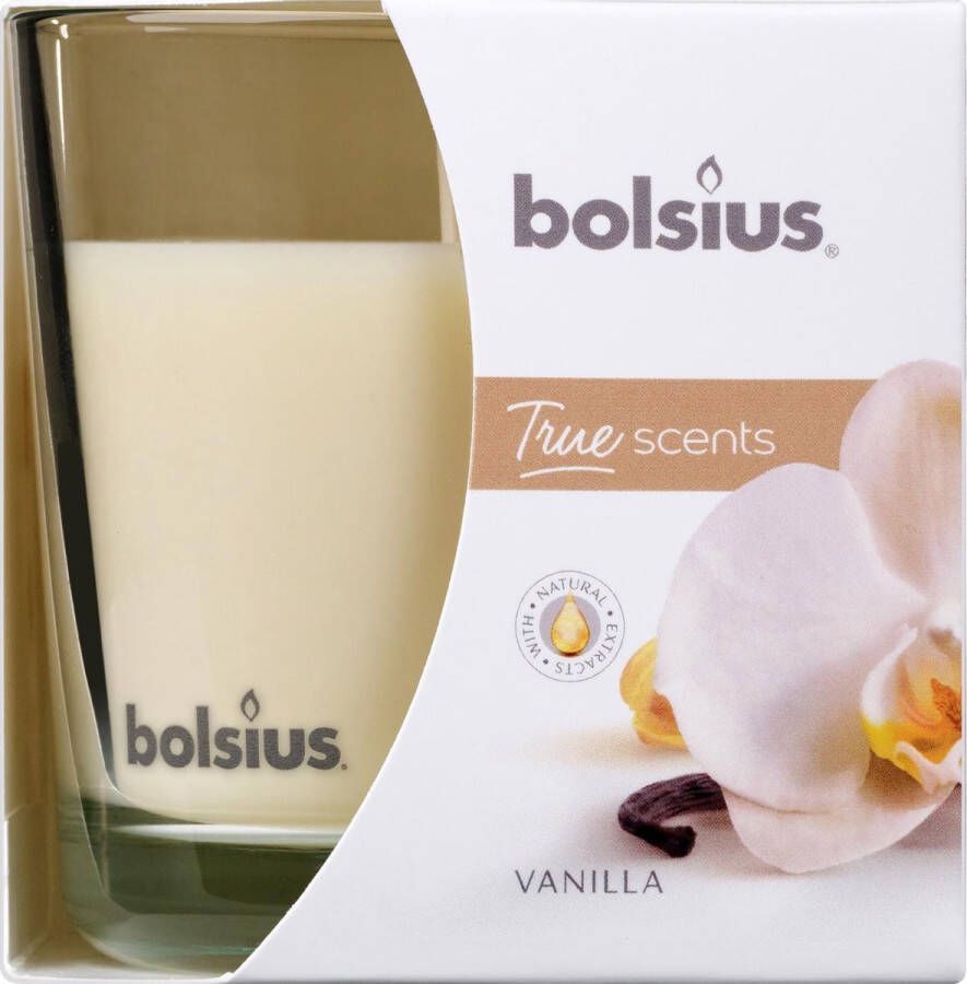 Bolsius Geurkaars True Scents Vanilla 9 7 Cm Glas wax Wit