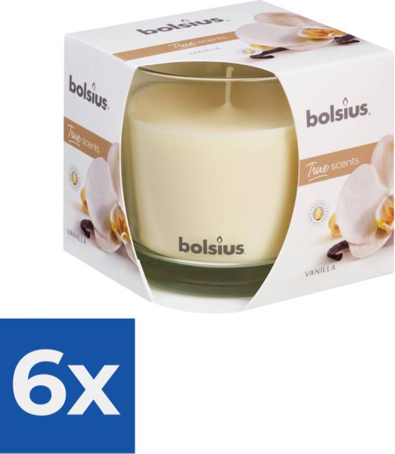Bolsius Geurkaars True Scents Vanille 9.5 cm ø 9.5 cm Voordeelverpakking 6 stuks