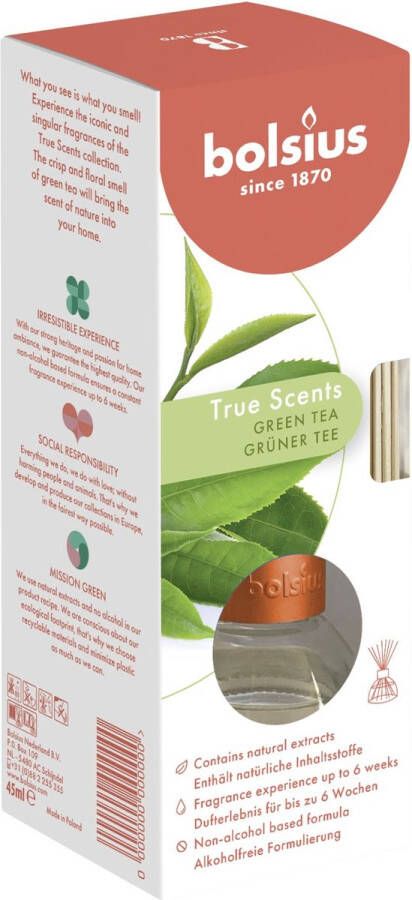 Bolsius geurstokjes groene thee green tea geurverspreider 45 ml True Scents
