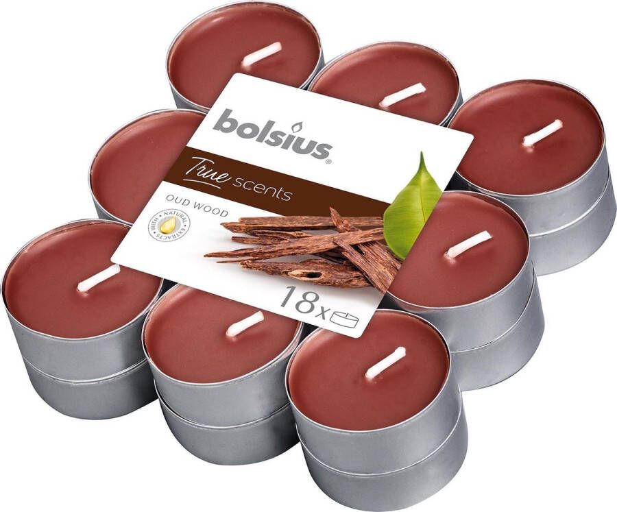 Bolsius True Scents Geur Waxinelichtjes Oud wood 18 stuks