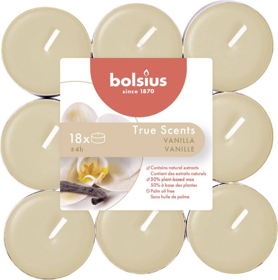 Bolsius Geurtheelicht True Scents Vanilla 18 stuks