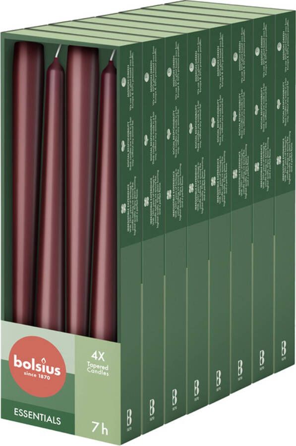 Bolsius Gladde Dinerkaarsen 24 5 cm 32 stuks Bordeaux Rood