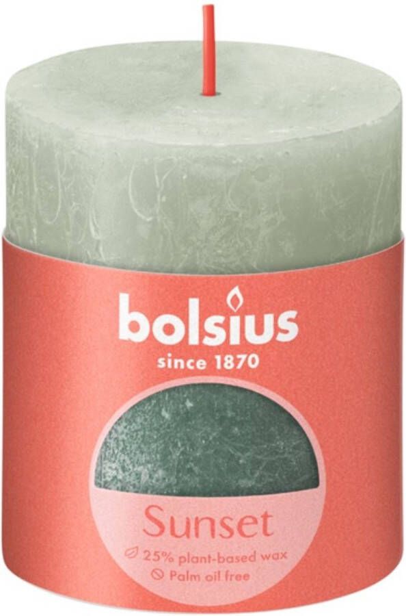 Bolsius Rustiek fading metallic stompkaars 80 68 Foggy green Oxid blue Me
