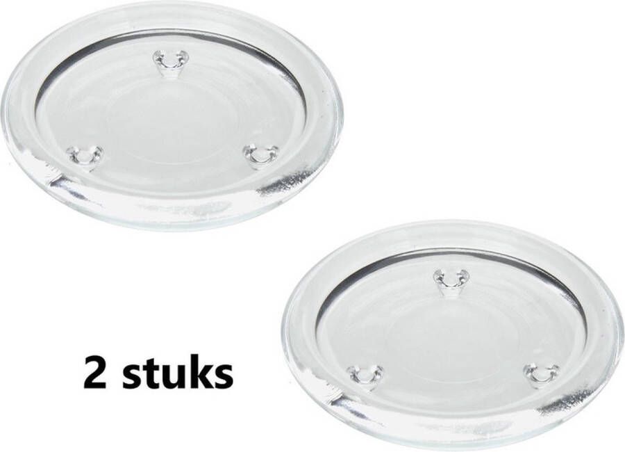 Bolsius Kaarsplateau Glas voor stompkaars 13 cm per 2 stuk