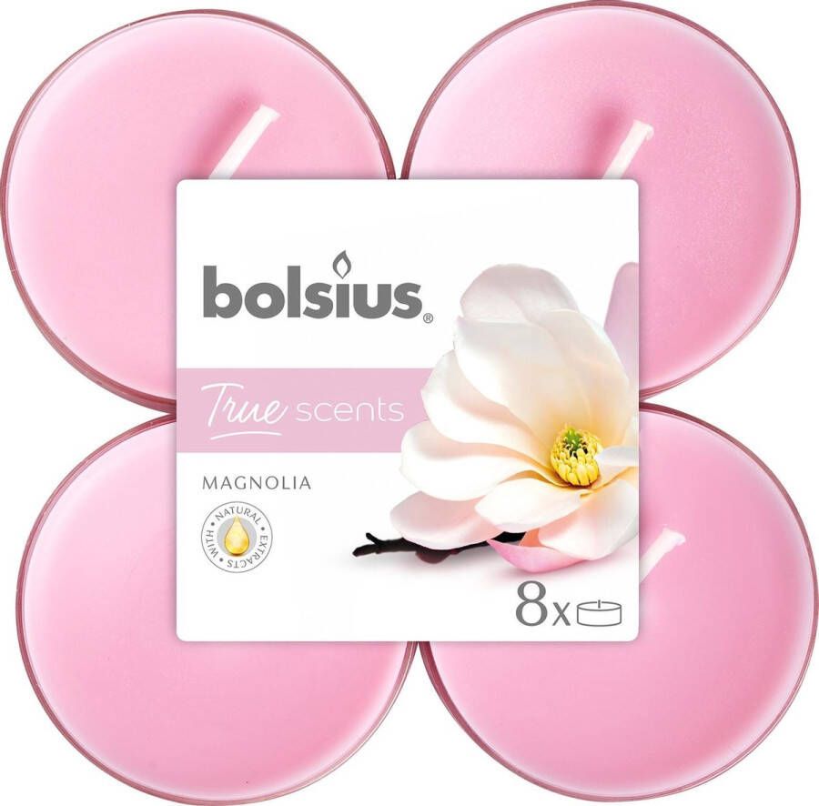 Bolsius Maxilicht geur 8 stuks True Scents 117x117x45 Magnolia