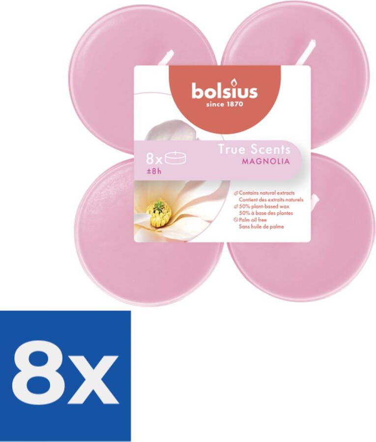 Bolsius Maxi Waxinelichtjes True Scents Magnolia 8 Stuks Voordeelverpakking 8 stuks