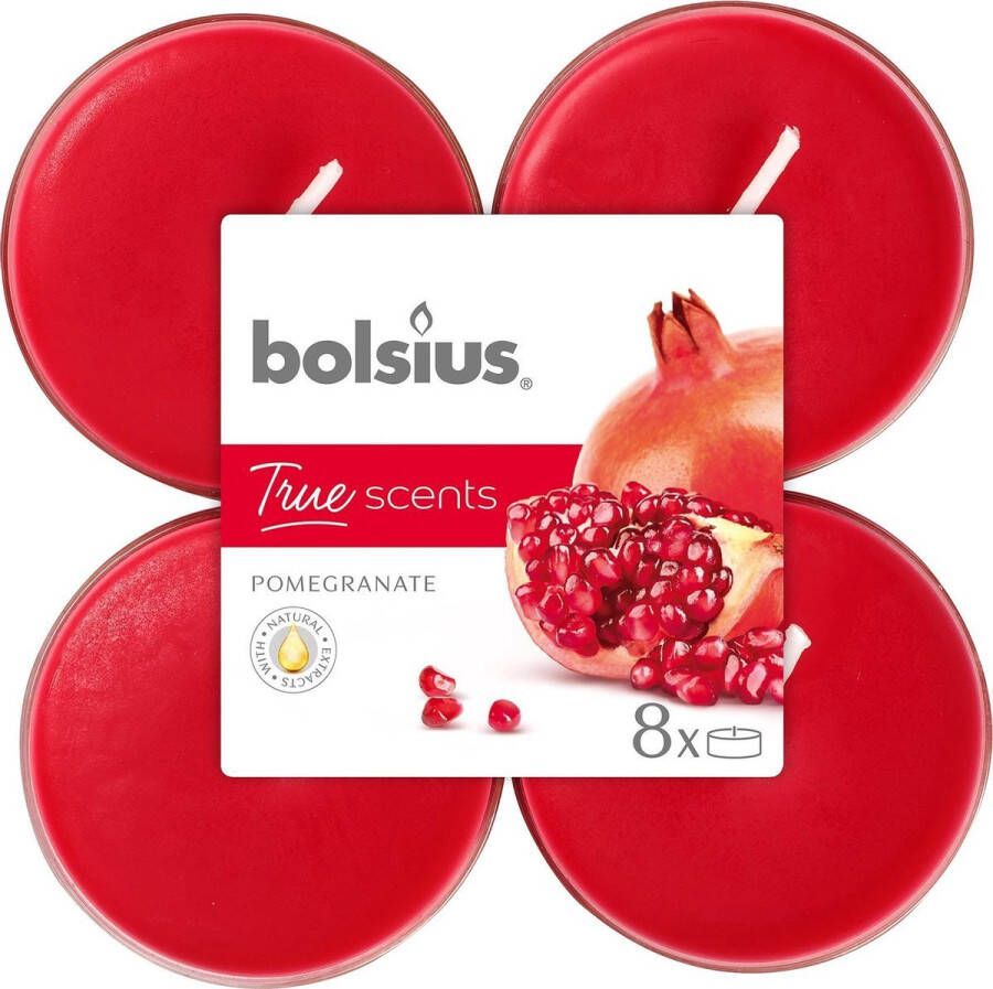 Bolsius Maxilicht geur 8 stuks True Scents 117x117x45 Pomegranate