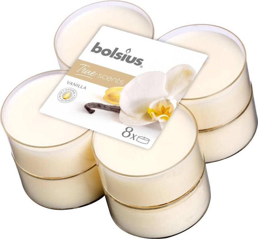Bolsius Maxilicht geur 8 stuks True Scents 117x117x45 Vanilla