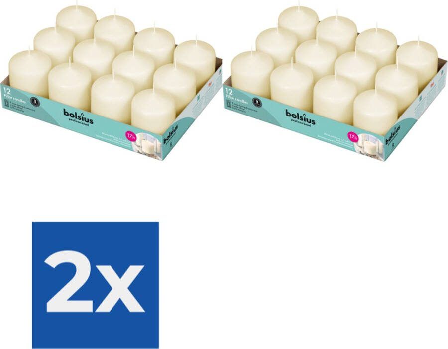 Bolsius Professional Bolsius ivoor stompkaarsen 12 stuks 80 60 (17 uur) Voordeelverpakking 2 stuks