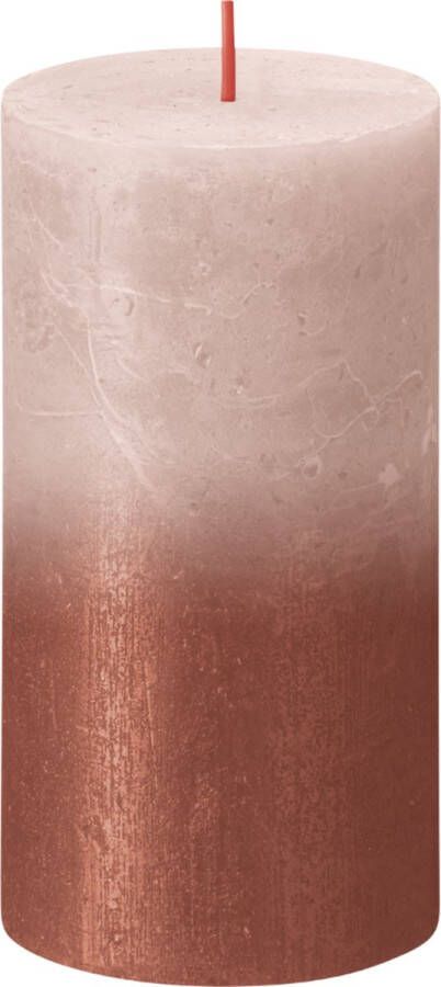Bolsius Rustiek fading metallic stompkaars 130 68 Misty pink Amber
