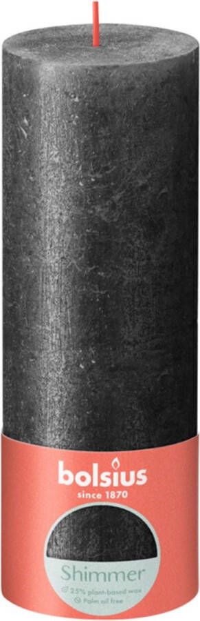 Bolsius Rustiek stompkaars 190 68 Shimmer Anthracite