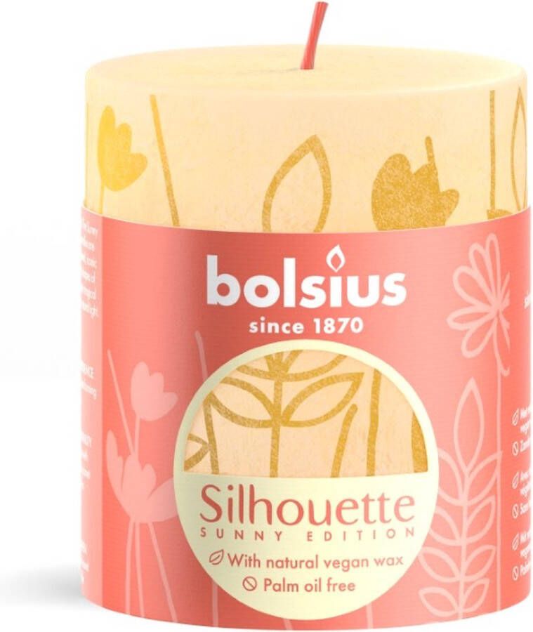 Bolsius Rustiek stompkaars silhouette 80 68 butter yellow