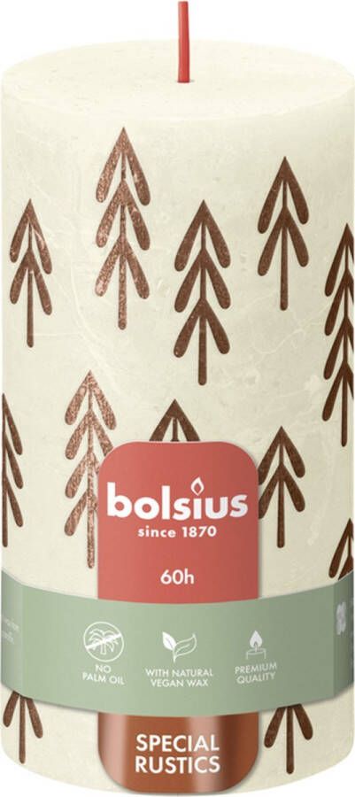 Bolsius Rustiek printed stompkaars 130 68 Soft Pearl