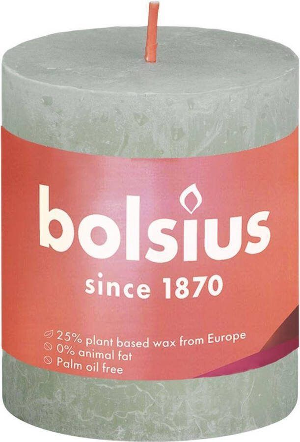 Bolsius Stompkaars Foggy Green Ø68 mm Hoogte 8 cm Lichtgrijs Groen 35 branduren
