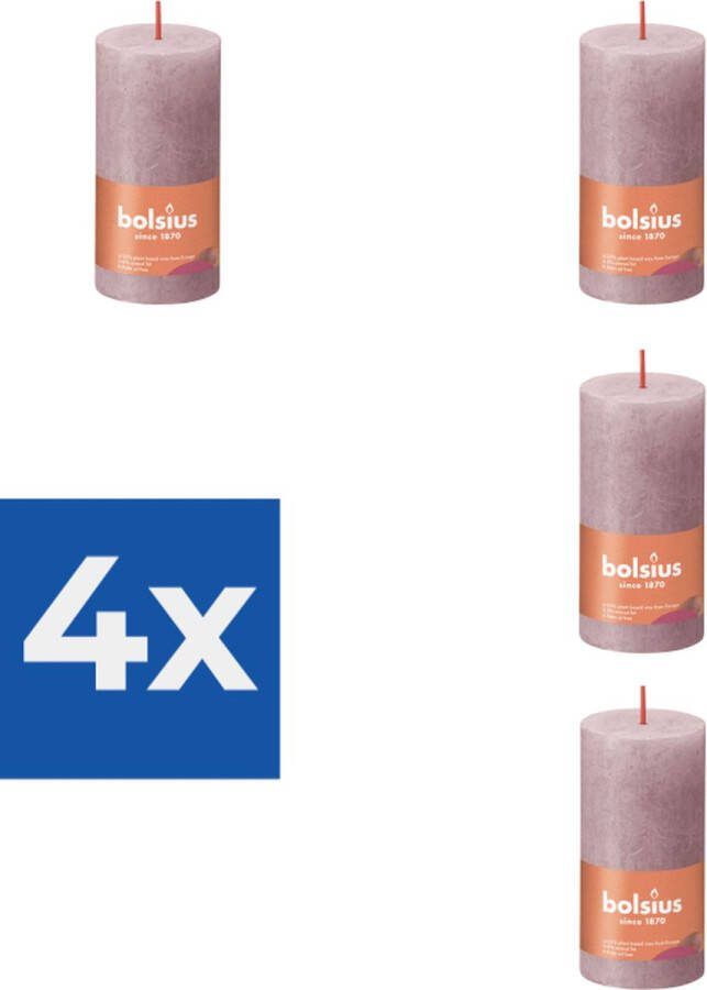 Bolsius Rustiek stompkaars 100 50 Rose Voordeelverpakking 4 stuks