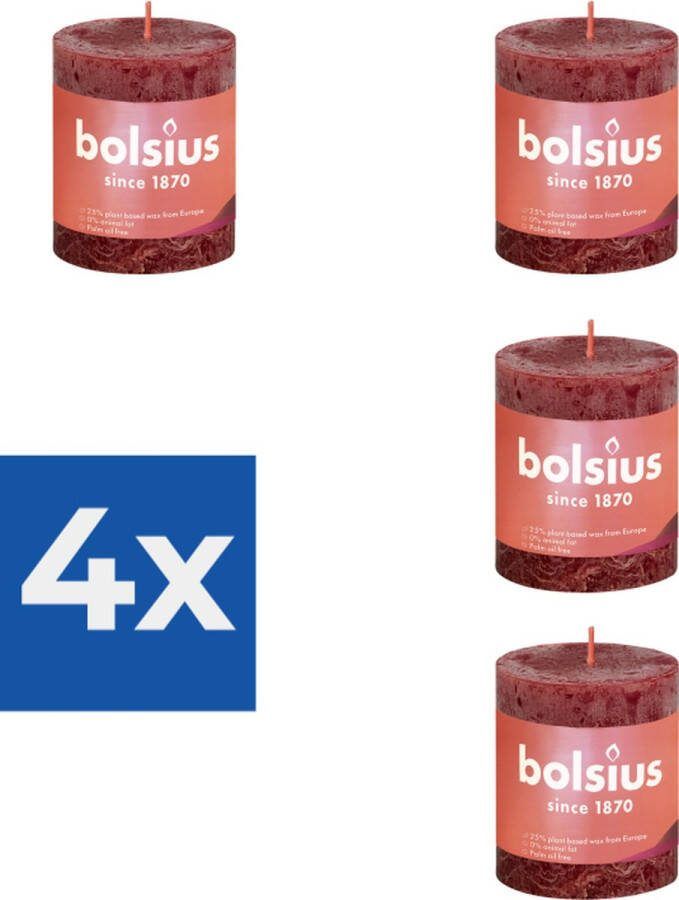 Bolsius Rustiek Stompkaars 8 cm Ø68 mm VRD Voordeelverpakking 4 stuks
