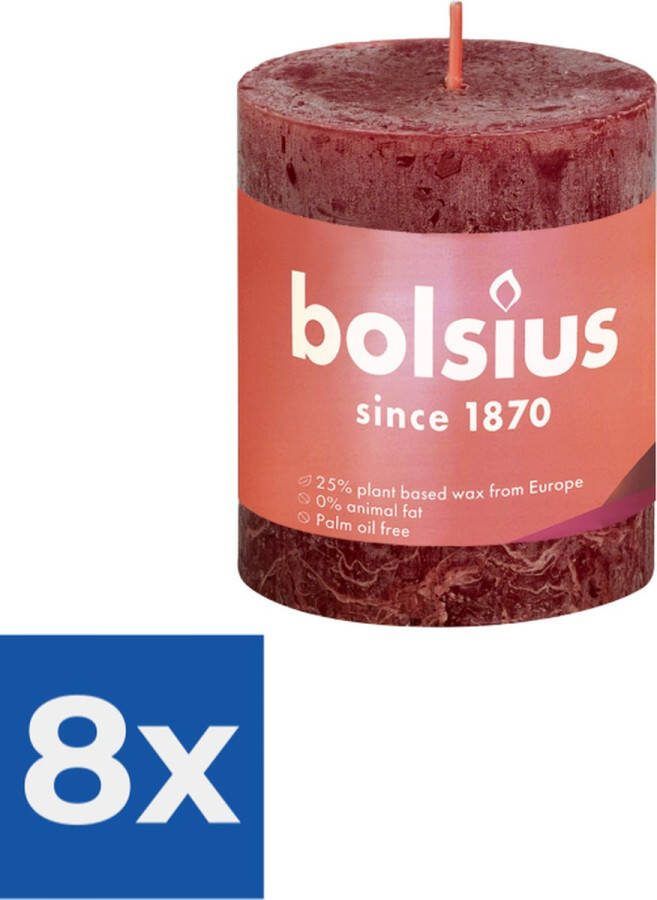 Bolsius Rustiek Stompkaars 8 cm Ø68 mm VRD Voordeelverpakking 8 stuks