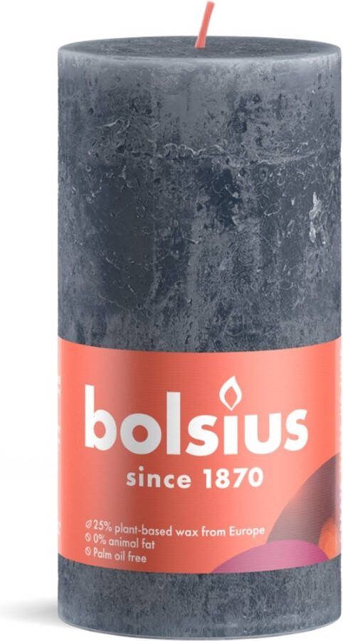 Bolsius Stompkaars Slate Blue Ø68 mm Hoogte 13 cm Blauw 60 Branduren