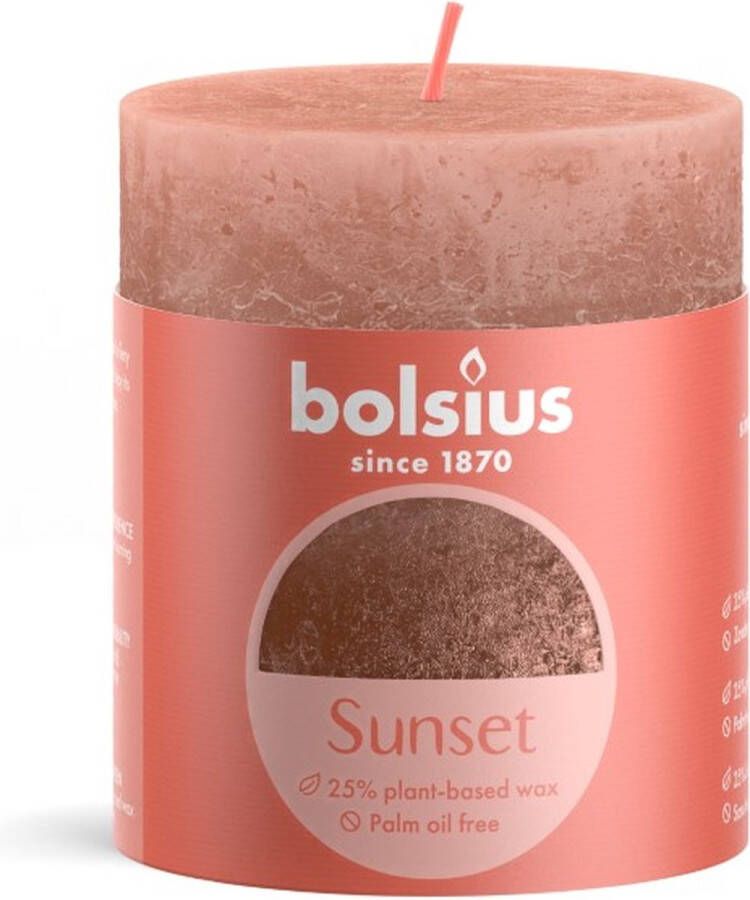 Bolsius Rustiek stompkaars sunset 80 x 68 mm Creamy caramel copper kaarsBol