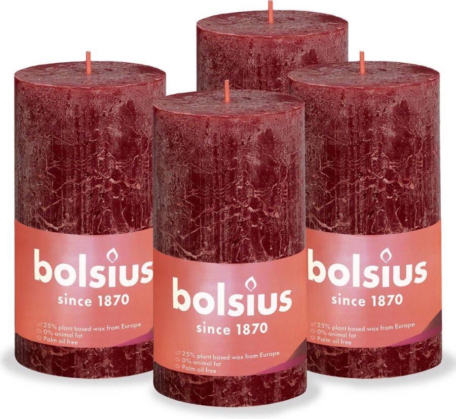 Bolsius stompkaars Rustiek (Ø6 8x13 cm) (set van 4)