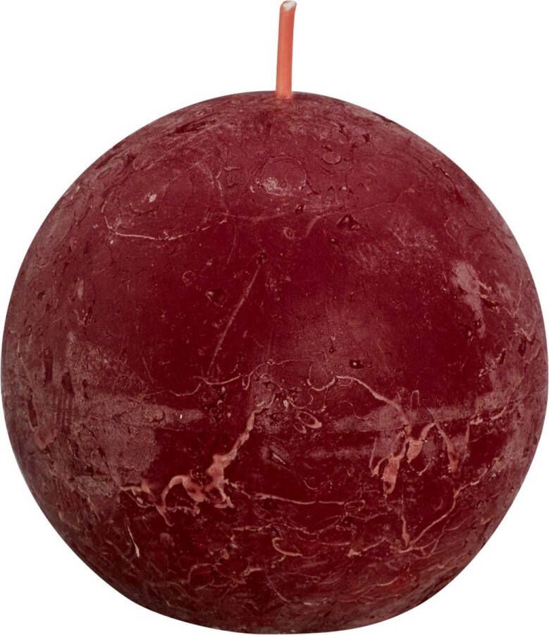 Bolsius Rustieke kleine stompkaars 'Boule' (Ø7.6cm) Velvet Red