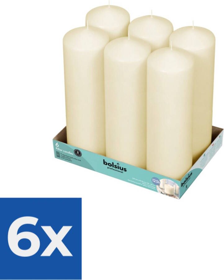 Bolsius Stompkaars 250 * 80 ivoor 6 stuks Voordeelverpakking 6 stuks