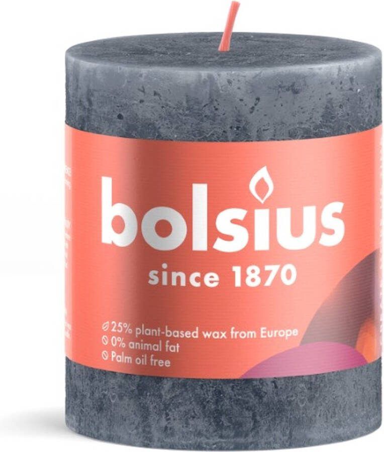 Bolsius Stompkaars Slate Blue Ø68 mm Hoogte 8 cm Blauw 35 Branduren