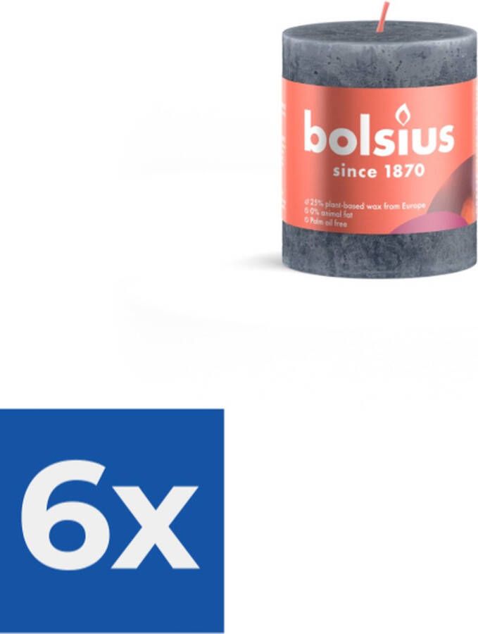 Bolsius Stompkaars 8 cm Ø6-8 cm Rustiek Slate Blue Voordeelverpakking 6 stuks